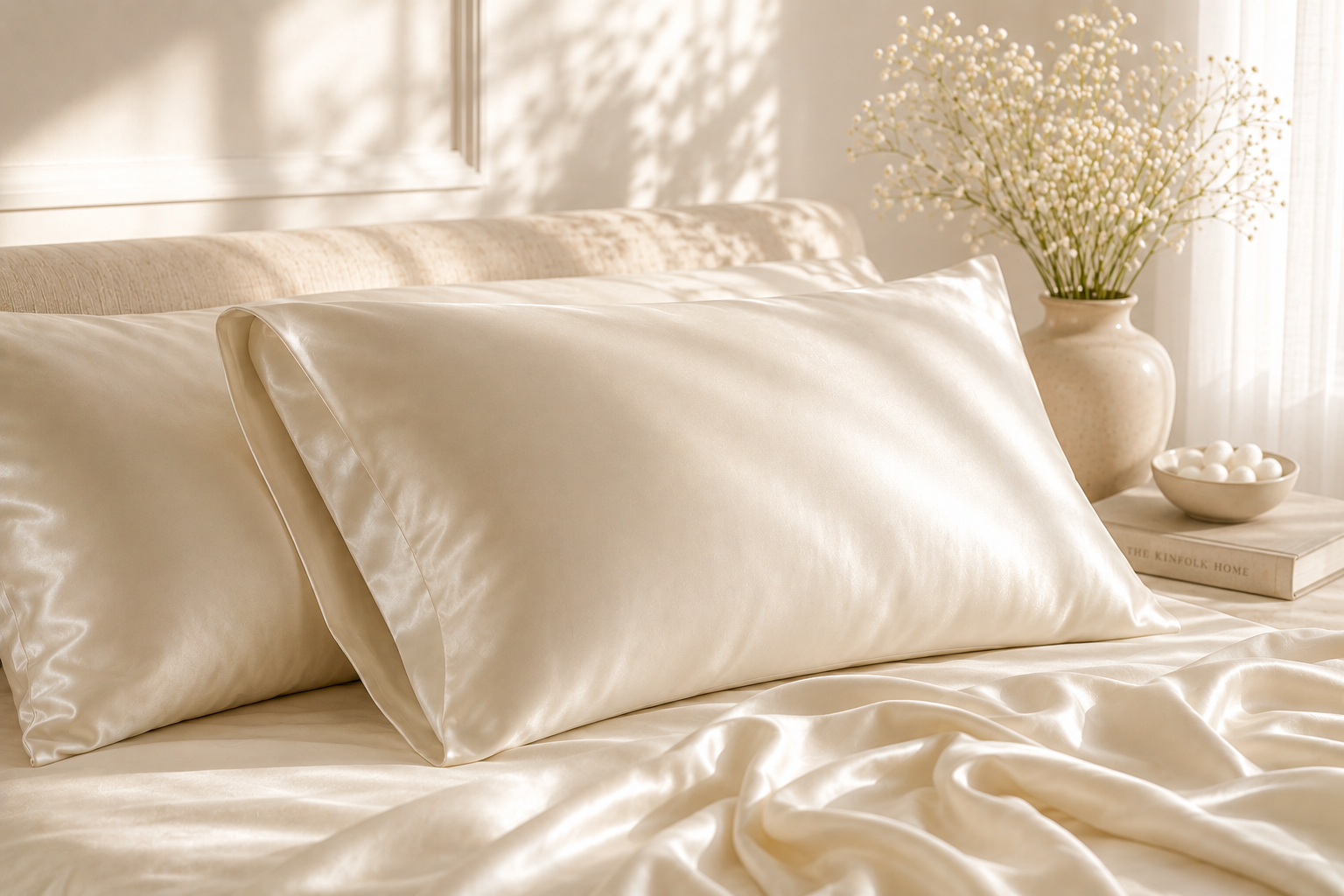 Premium Grade 6A mulberry silk pillowcase showing smooth fibre texture and luxury quality | SilkyBare Australia