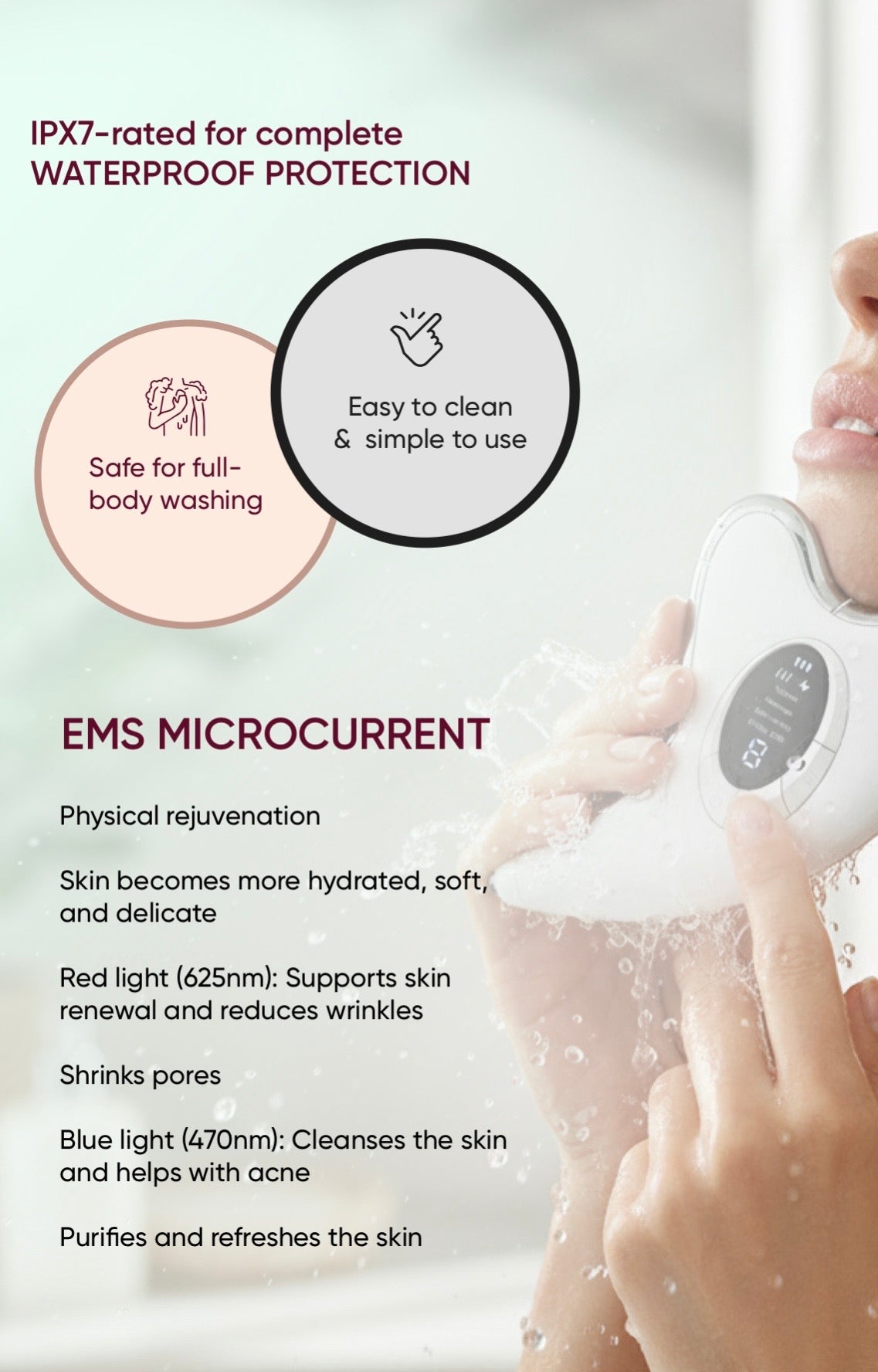  EMS microcurrent benefits. Anti-aging and skin rejuvenation.