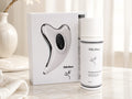 SilkyBare EMS Facial Massage Device paired with peptide cream — lift and tone for mature skin