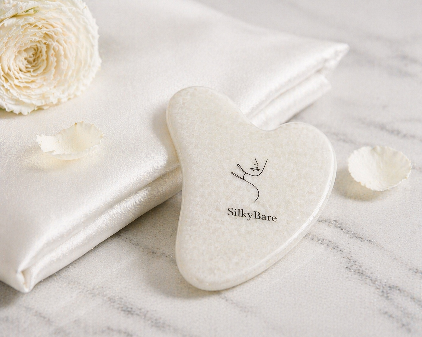 Silky Bare white quartz Gua  Sha stone tool