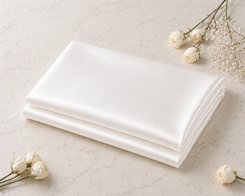 Folded Mulberry silk pillowcase, off white in colour
